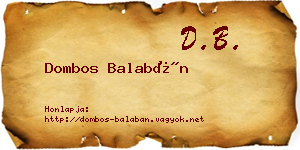 Dombos Balabán névjegykártya